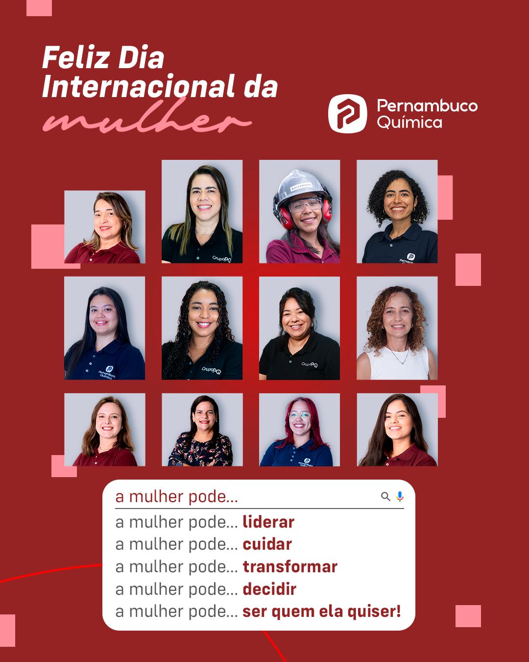 Hoje reconhecemos e valorizamos mulheres que lideram, cuidam, transformam e inspiram, em casa, na sociedade e também no ambiente profissional. O Dia Internacional da Mulher é um momento de respeito, reconhecimento e valorização da presença feminina em todas as áreas, incluindo a indústria, onde competência, dedicação e visão fazem a diferença todos os dias. Nosso reconhecimento a todas as mulheres que constroem caminhos e geram impacto com seu trabalho e sua atitude. Feliz Dia da Mulher. Pernambuco Química, compostos por compromisso e qualidade. #PernambucoQuímica #DiadaMulher