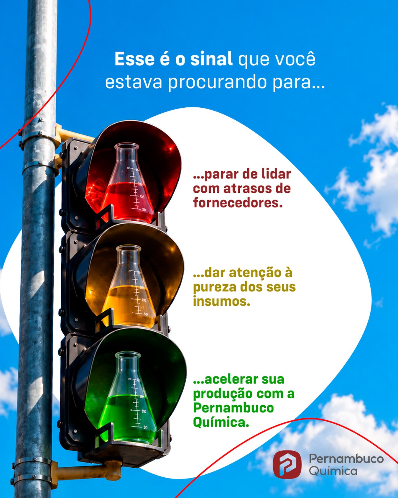 Sabe aquele sinal que você estava procurando para otimizar sua linha de produção de uma vez por todas? Ele acabou de abrir!
Na indústria, ficar parado esperando matéria-prima ou lidar com insumos de baixa qualidade é sinal vermelho para o seu crescimento.
Na Pernambuco Química, nós garantimos que o seu estoque esteja sempre abastecido com a qualidade que você precisa para seguir em frente sem preocupações.
Pernambuco Química, compostos por compromisso e qualidade.
#PernambucoQuímica