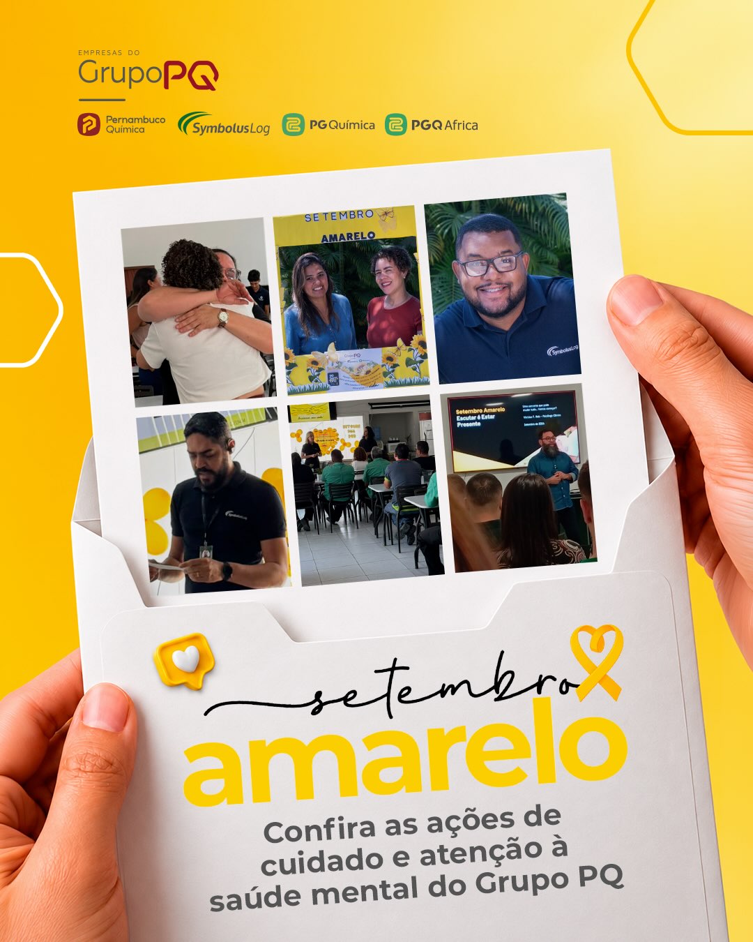Ser forte também é reconhecer quando é hora de se abrir.
Neste Setembro Amarelo, o Grupo PQ reforça a importância do cuidado com a saúde mental por meio de ações voltadas à escuta, ao acolhimento e à conscientização. Promover um ambiente saudável também é incentivar o diálogo, o respeito e o cuidado com as pessoas.
Deslize e confira as iniciativas realizadas pelo Grupo PQ e participe desta conversa.
#GrupoPQ